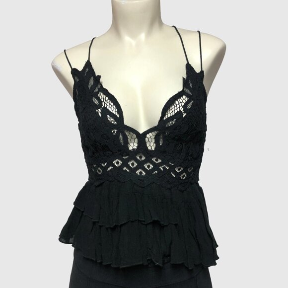 NWT Aritzia Free People Intimate Adelle Black Ruffle Cami Tank Size Med - Picture 2 of 10